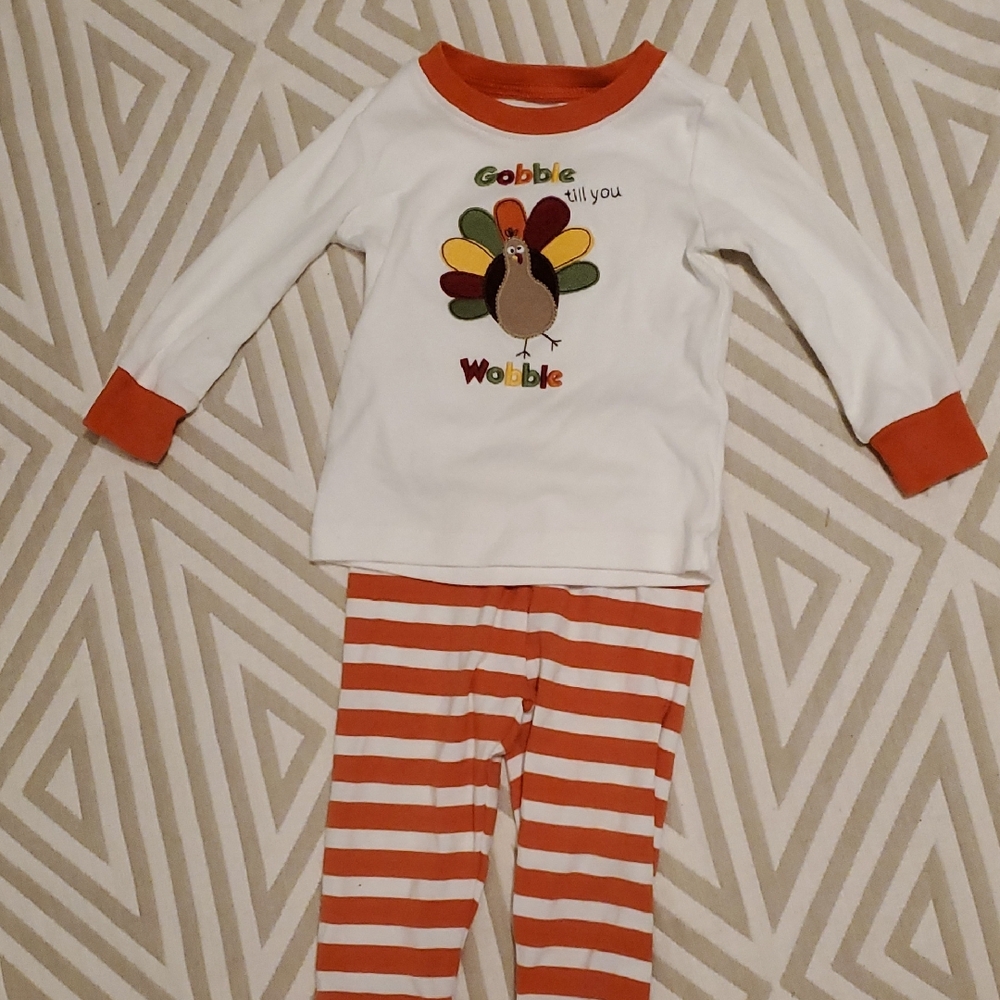 Gymboree Gobble Pajama Set - White and Red